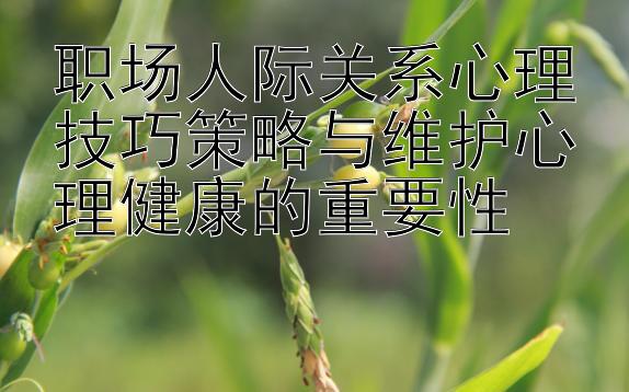 职场人际关系心理技巧策略与维护心理健康的重要性